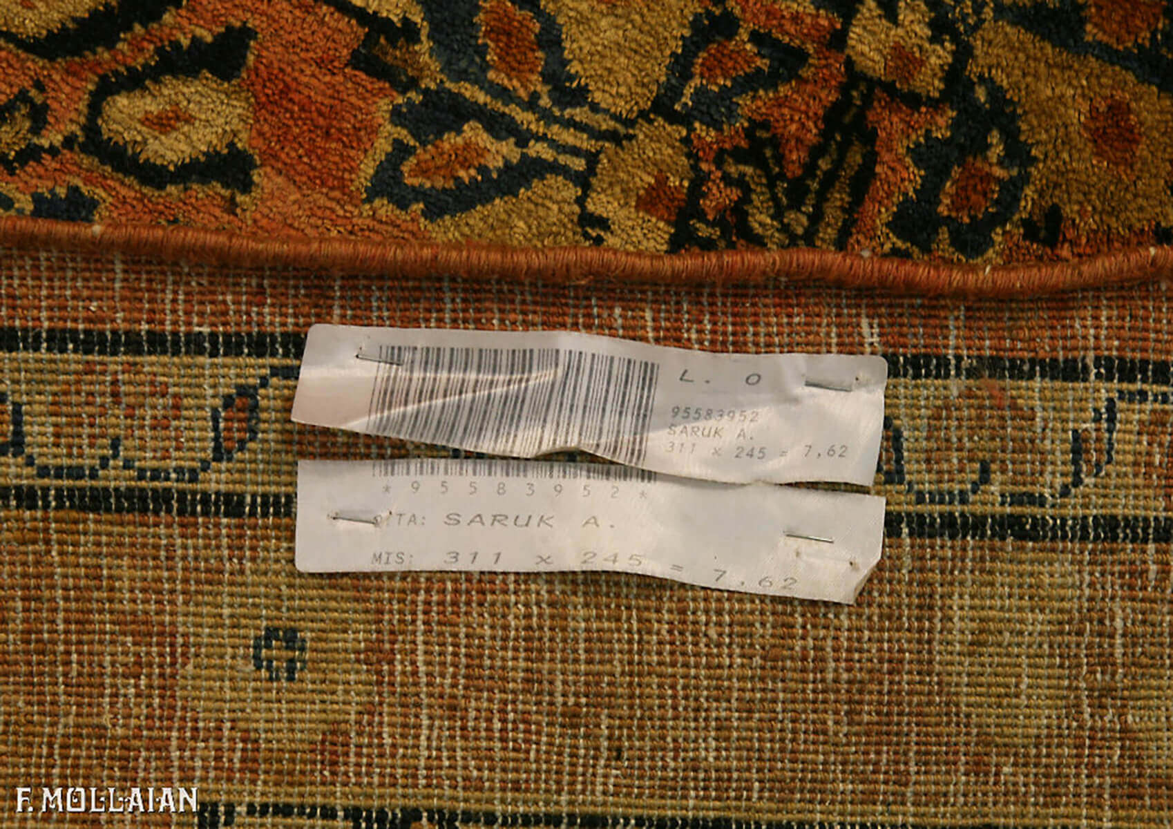 Tappeto Antico Persiano Saruk a Fondo Salmone e disegno Floreale n°:95583952